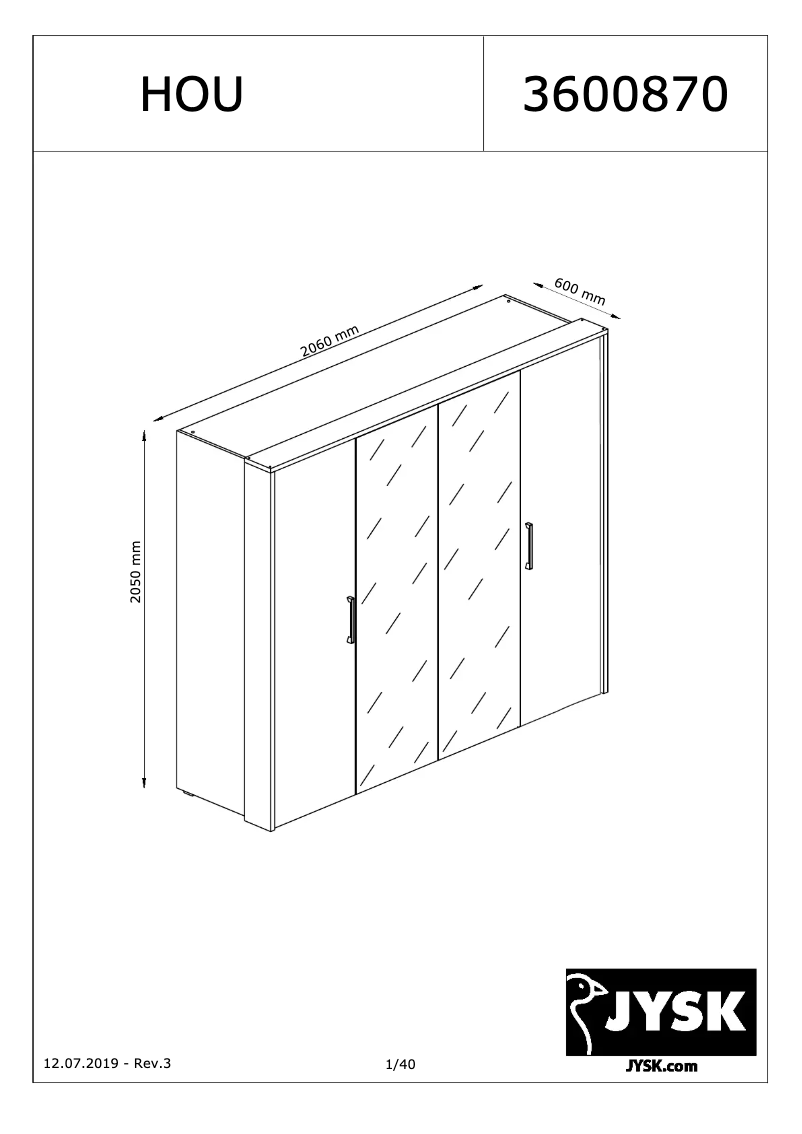 Page 1 de la notice Manuel utilisateur JYSK Hou