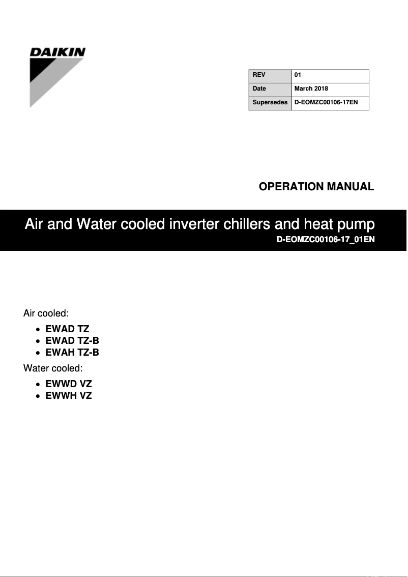 Page n°1 - Manuel utilisateur Daikin EWAH610TZPLB2
