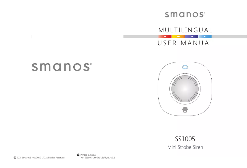 Page n°1 - Manuel utilisateur smanos SS1005