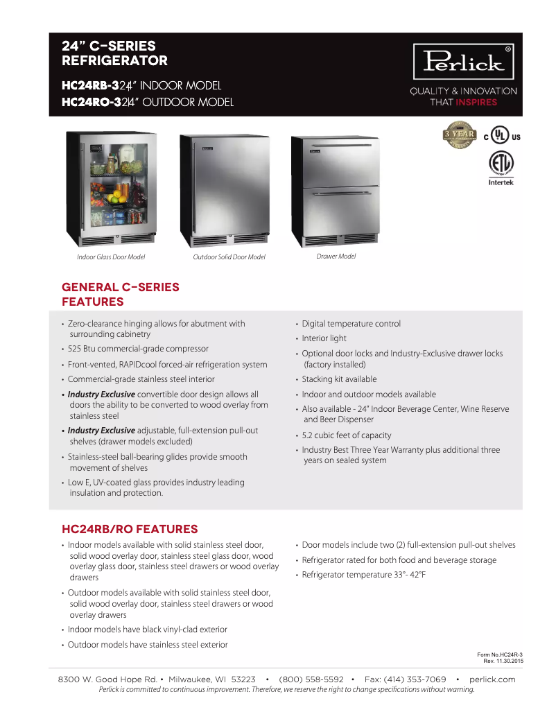 Image de la première page du manuel de l'appareil HC24RO-3-1R