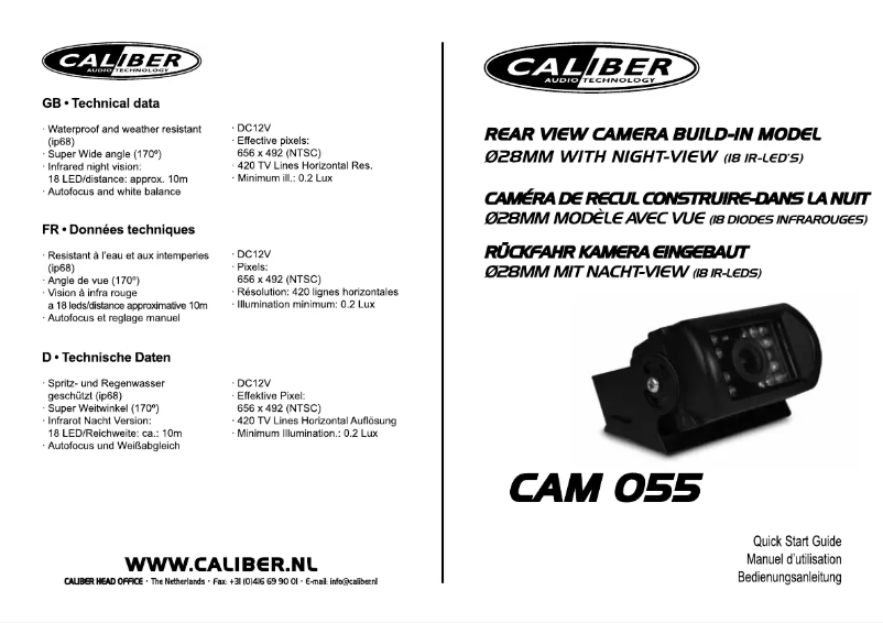 Page n°1 - Manuel utilisateur Caliber CAM055
