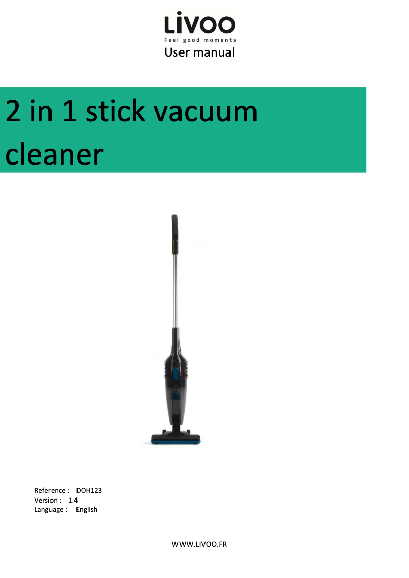 Page n°1 - Manuel utilisateur Livoo DOH123