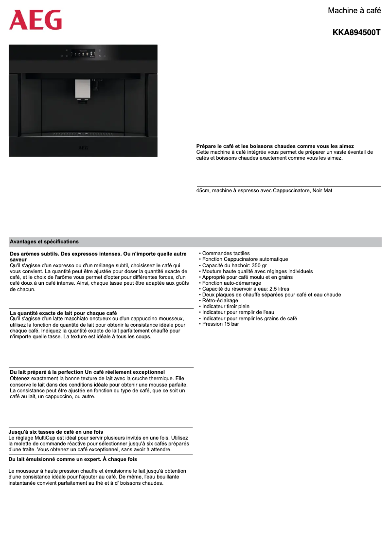 Imagen de la primera página del manual del dispositivo KKA894500T