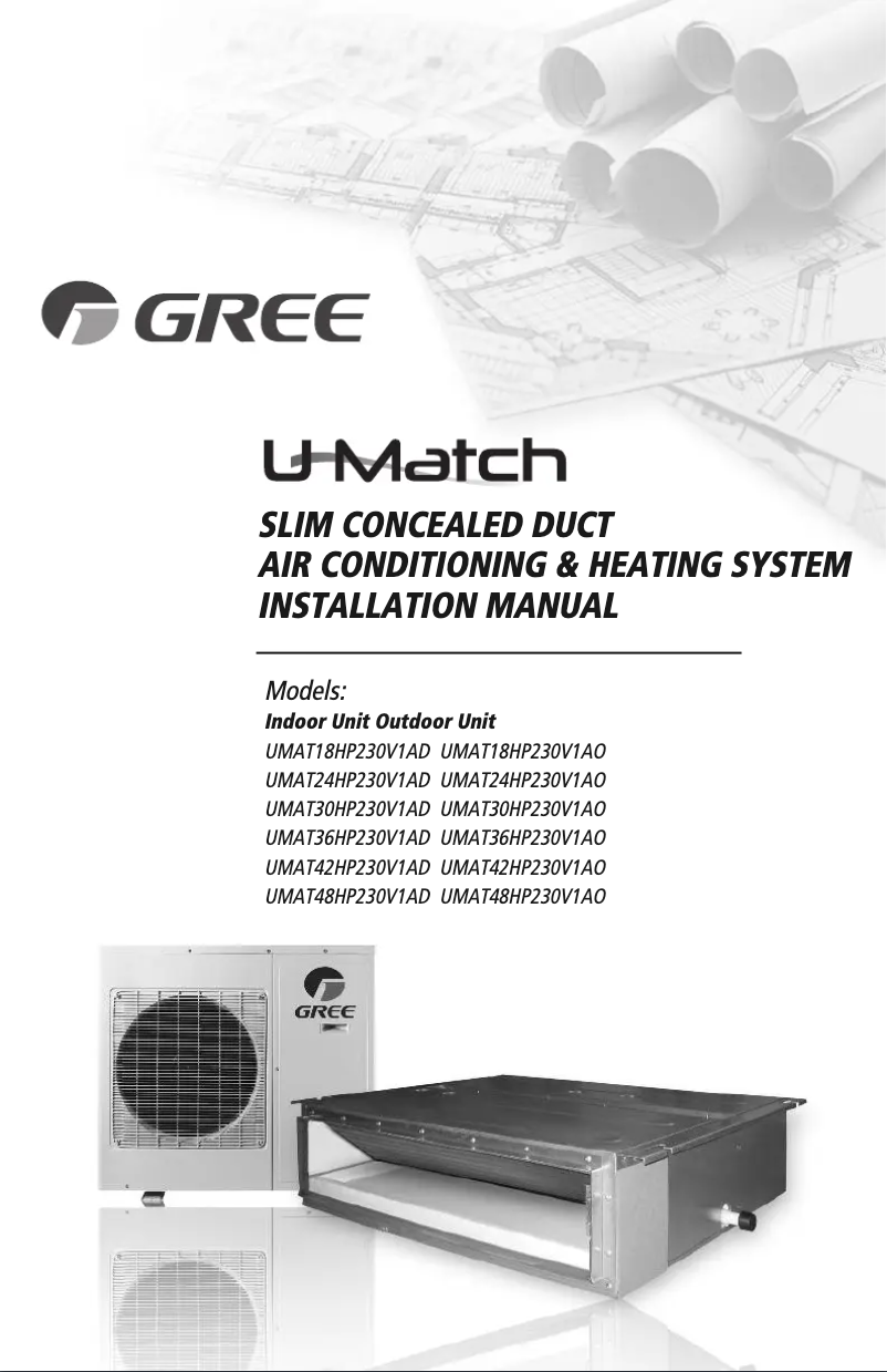 Page 1 de la notice Manuel utilisateur Gree UMAT36HP230V1AO