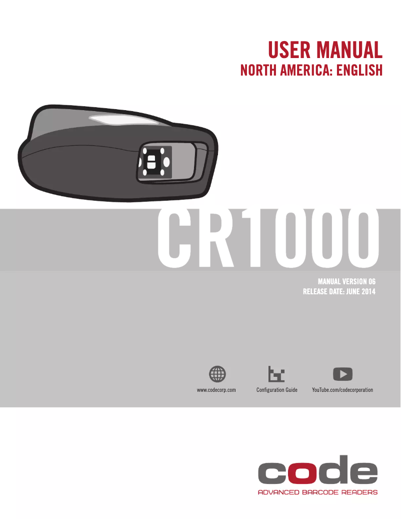 Page n°1 - Manuel utilisateur Code Reader 1000