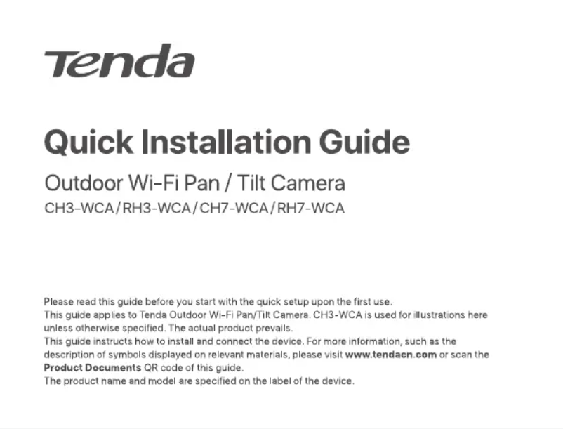 Page 1 de la notice Manuel utilisateur Tenda RH7-WCA