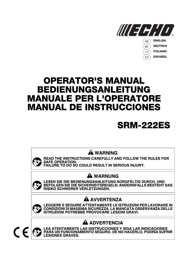 Image de la première page du manuel de l'appareil SRM-222ES