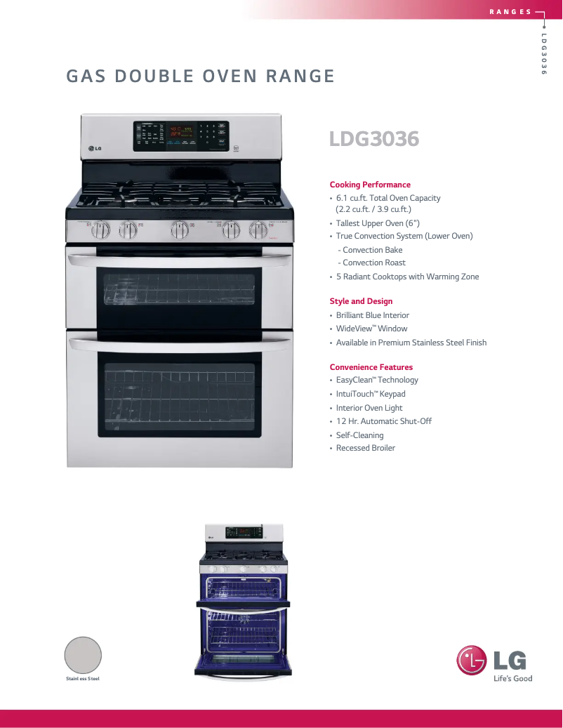 Página 1 del manual Ficha técnica LG LDG3036ST