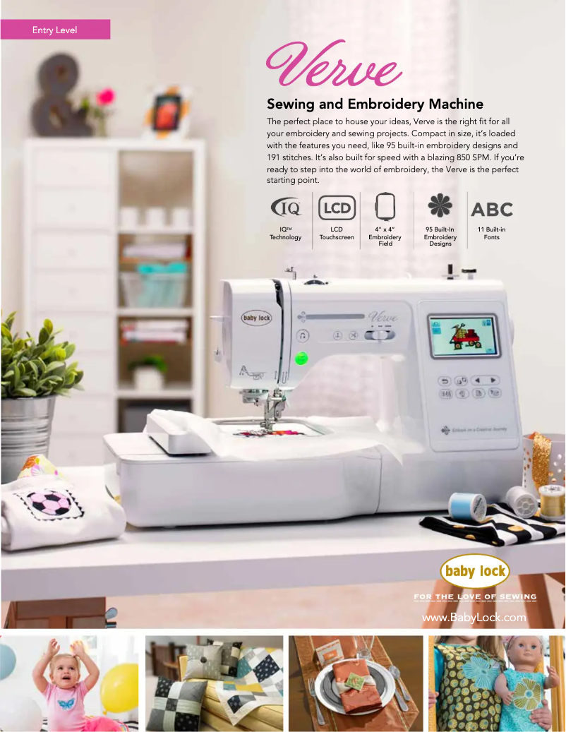 Página 1 del manual Ficha técnica Baby Lock Verve