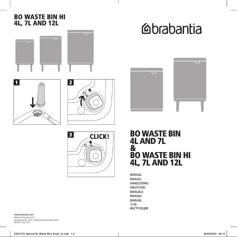 Imagen de la primera página del manual del dispositivo Bo Waste Bin Hi