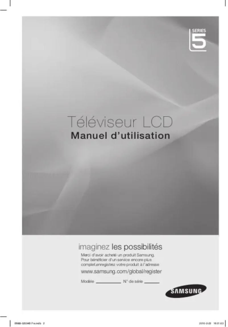 Page 1 de la notice Manuel utilisateur Samsung LA40C530F1R