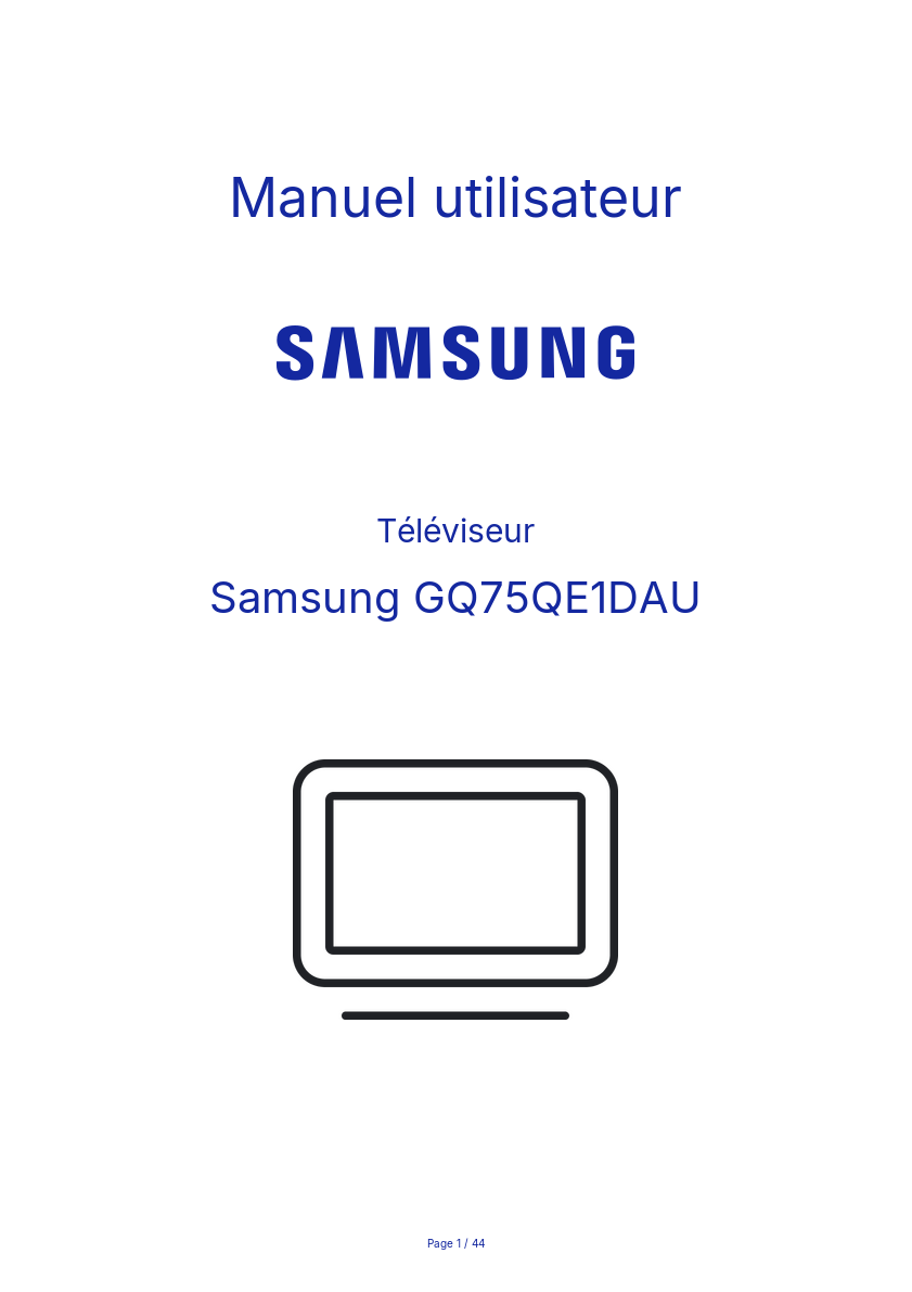 Page n°1 - Manuel utilisateur Samsung GQ75QE1DAU