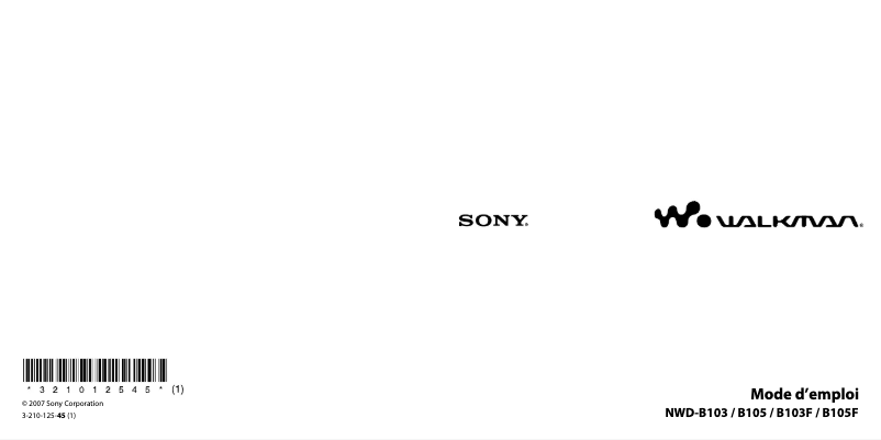 Page n°1 - Manuel utilisateur Sony NWD-B103