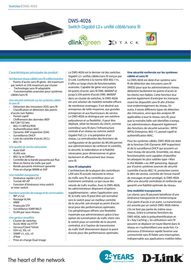 Page n°1 - Fiche technique D-Link DWS-4026
