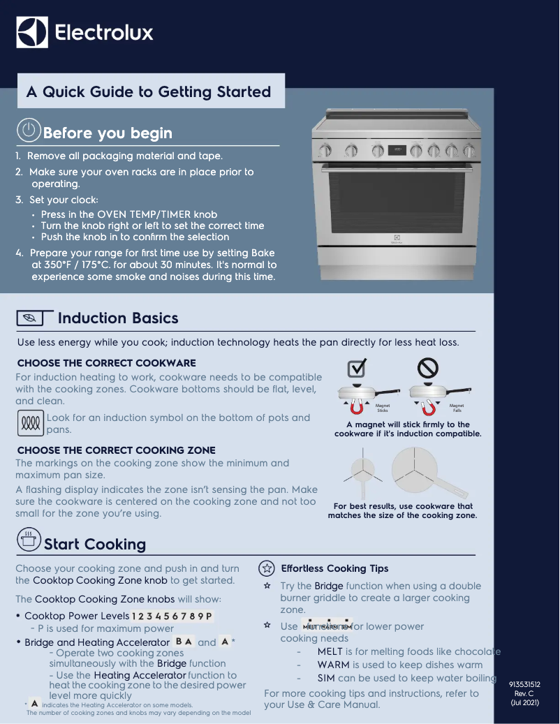 Page 1 de la notice Guide de démarrage rapide Electrolux ECFI3668AS