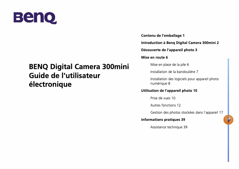 Page 1 de la notice Manuel utilisateur BenQ DC 300 mini