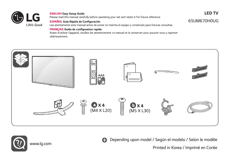 Image de la première page du manuel de l'appareil 65UM670H0UG