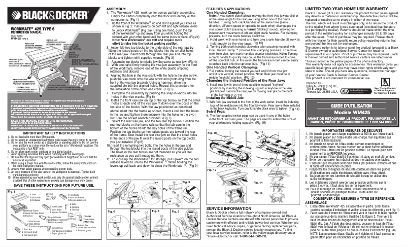 Page n°1 - Manuel utilisateur Black & Decker WM425