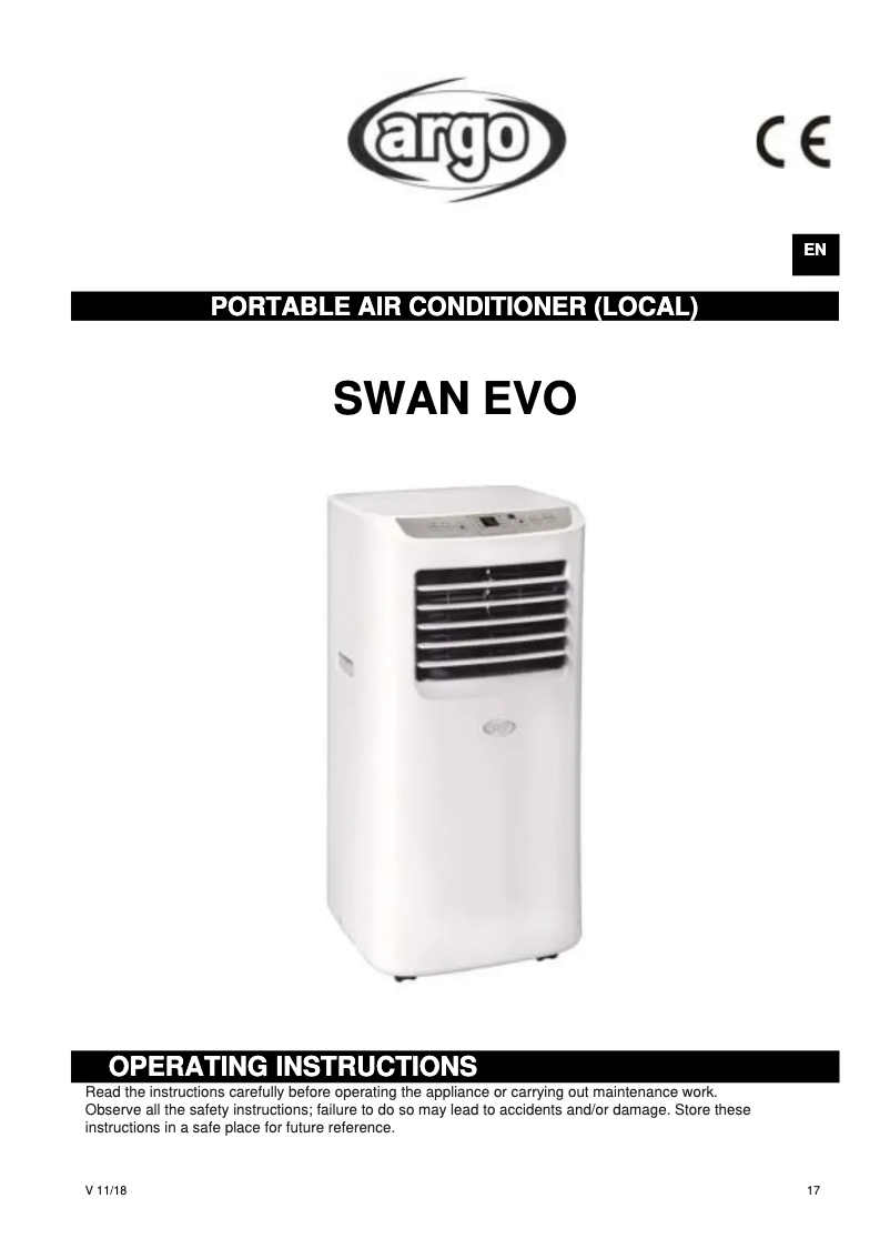 Image de la première page du manuel de l'appareil Swan Evo