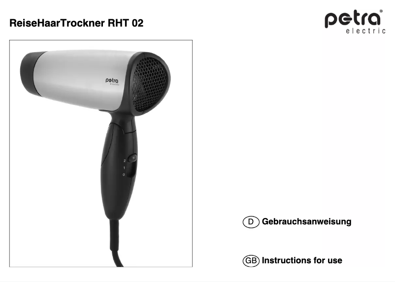 Page 1 de la notice Manuel utilisateur Petra Electric RHT 02