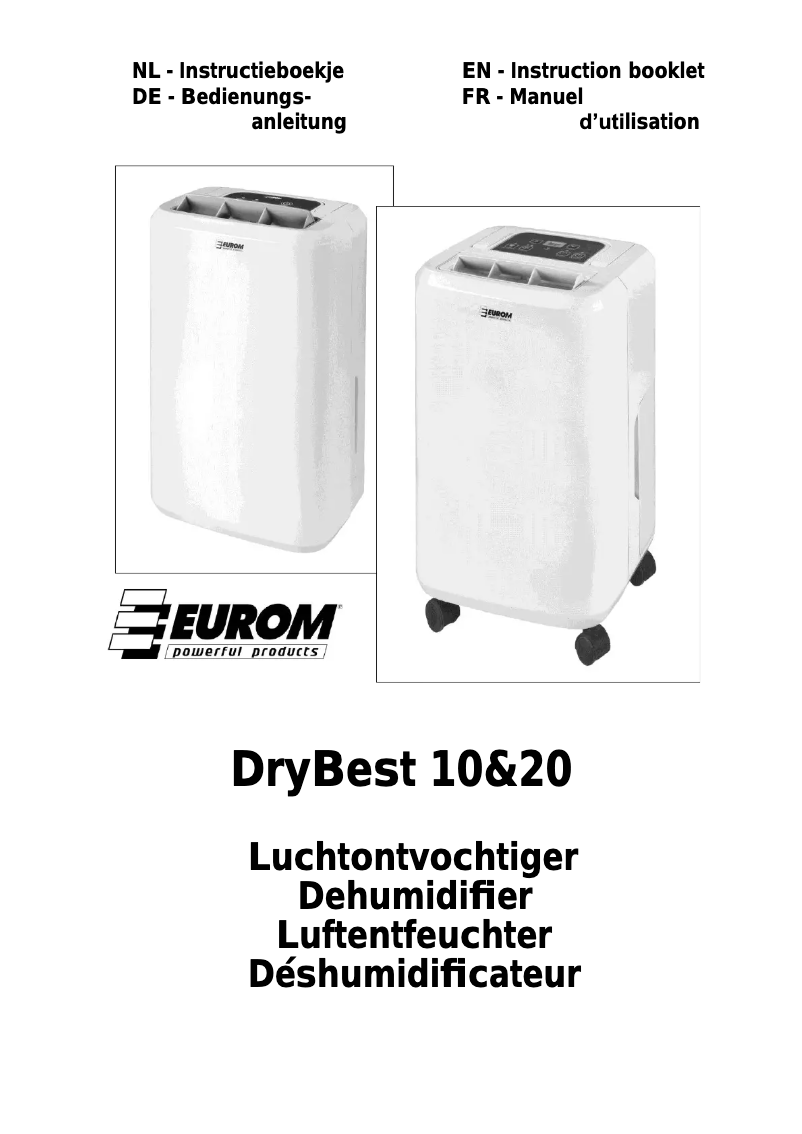 Page n°1 - Manuel utilisateur Euromac DryBest 10