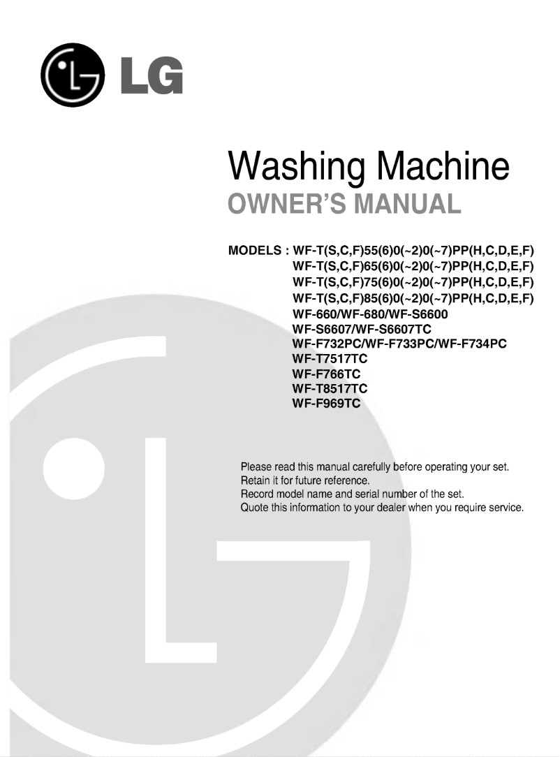 Page n°1 - Manuel utilisateur LG WF-F734PC
