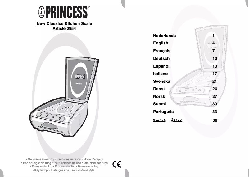 Page 1 de la notice Manuel utilisateur Princess New Classics 2954