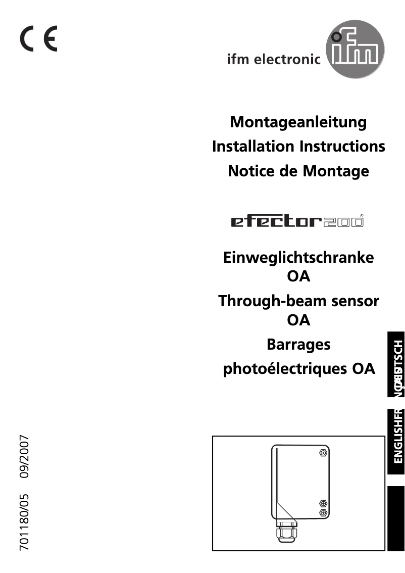 Page n°1 - Manuel utilisateur IFM OA0123