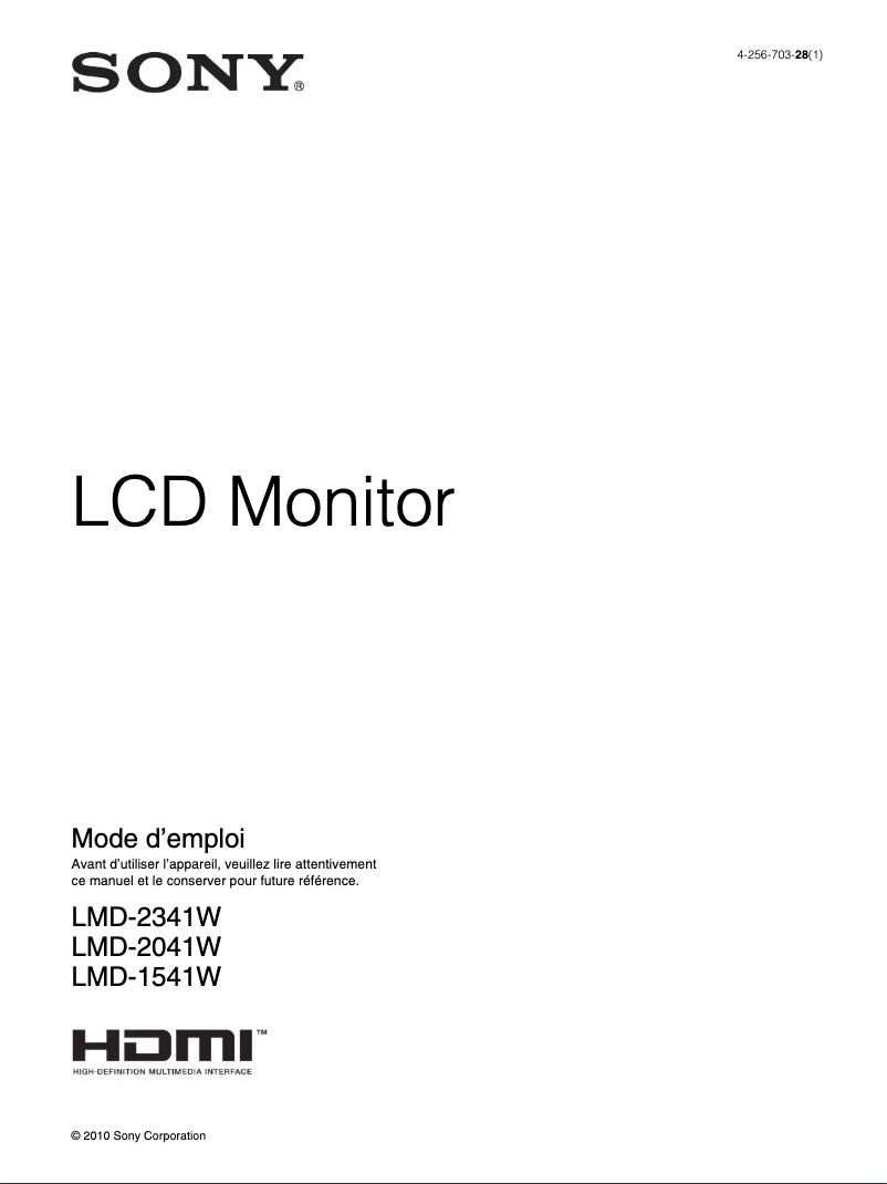Page 1 de la notice Manuel utilisateur Sony LMD-2341W