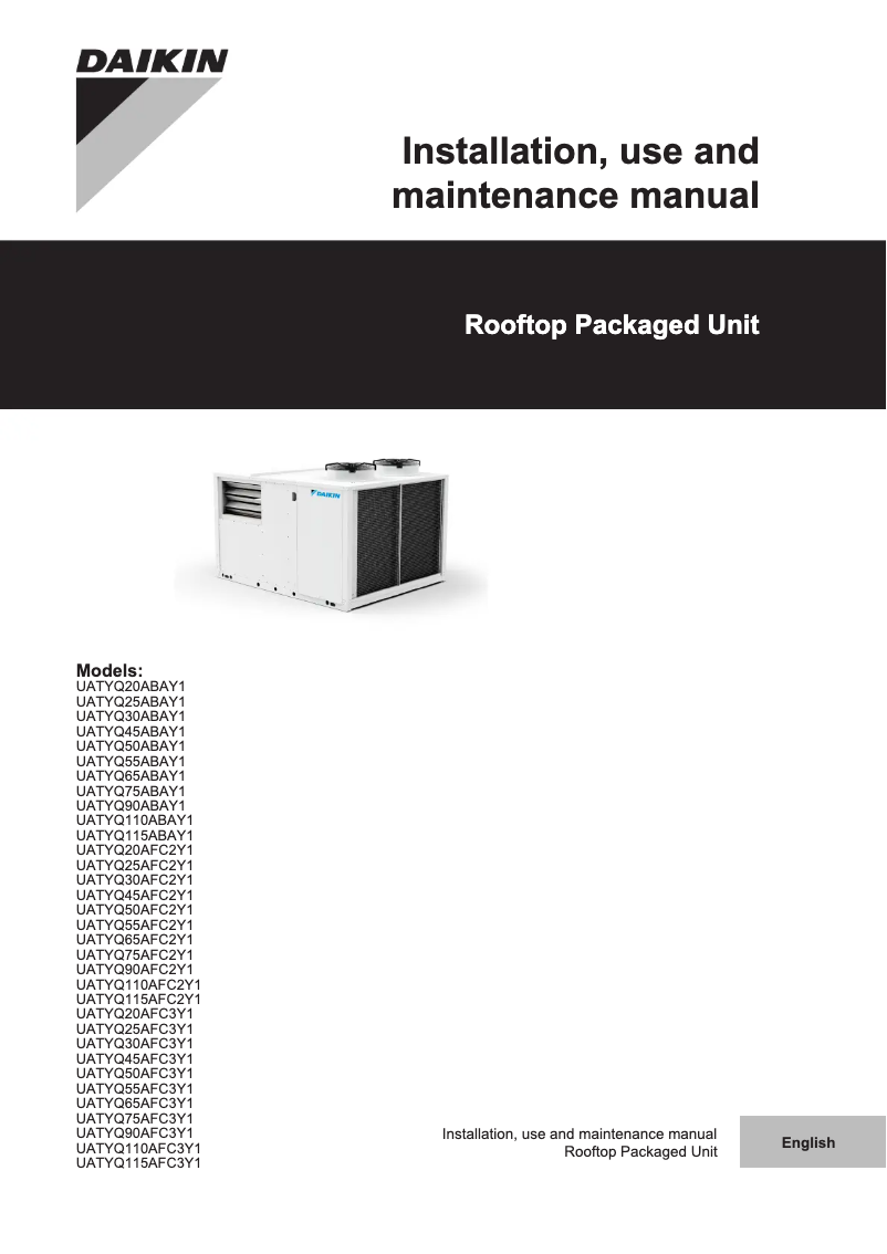 Page 1 de la notice Guide d'installation Daikin UATYQ25AFC2Y1