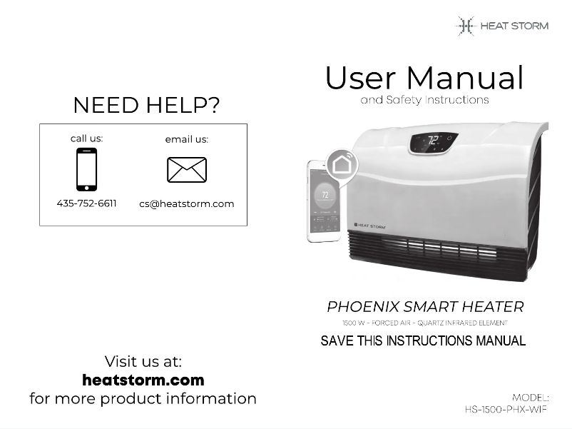 Page 1 de la notice Manuel utilisateur Heat Storm HS-1500-PHX-WIFI