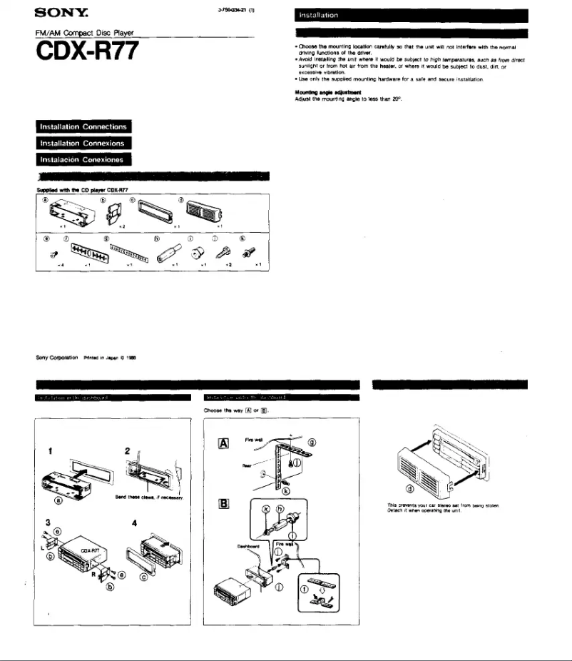 Page n°1 - Manuel utilisateur Sony CDX-R77