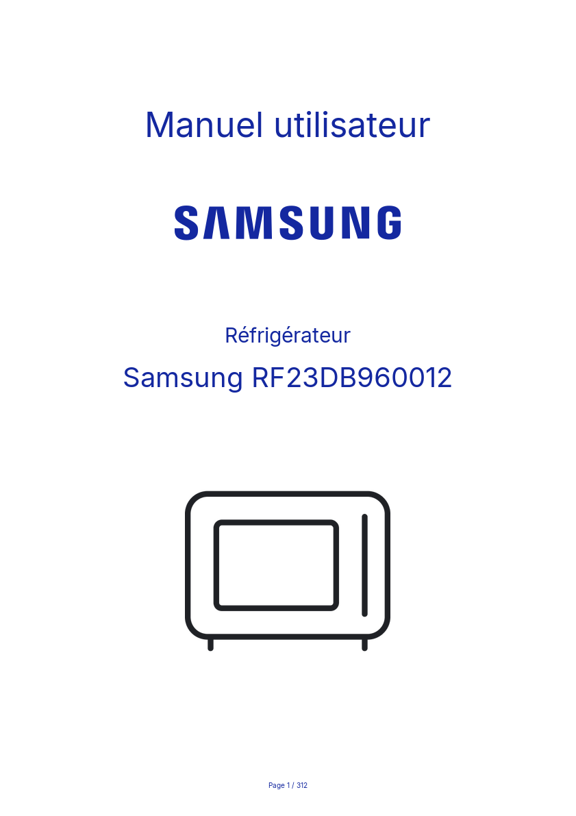 Page n°1 - Manuel utilisateur Samsung RF23DB960012