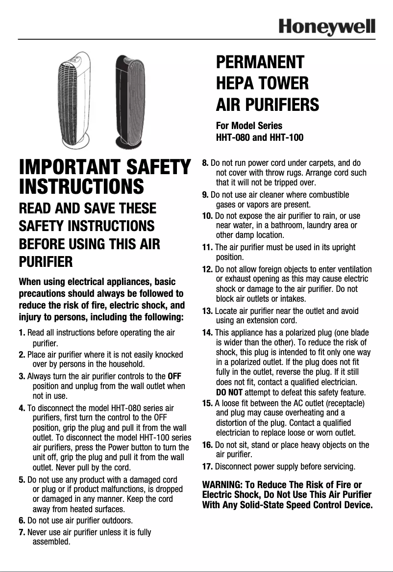 Image de la première page du manuel de l'appareil HHT-080