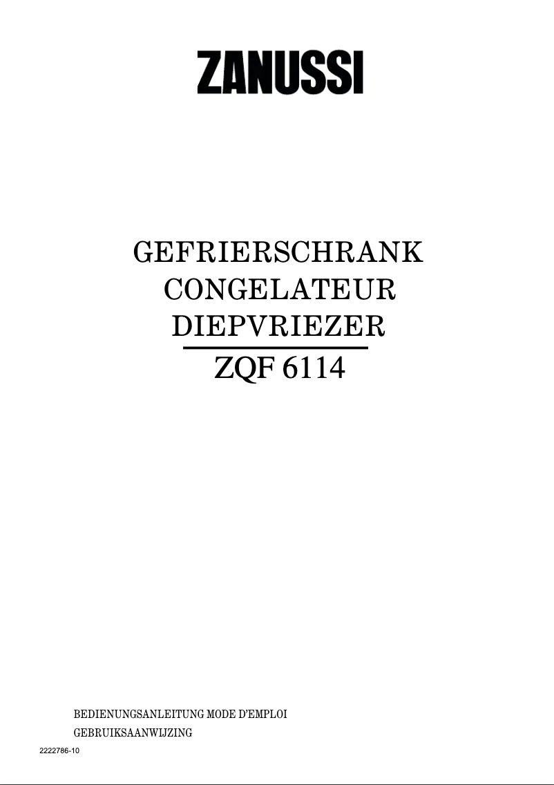 Page 1 de la notice Manuel utilisateur Zanussi ZQF 6114