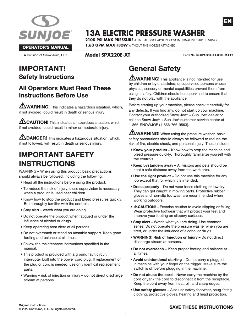 Image de la première page du manuel de l'appareil SPX220E-XT