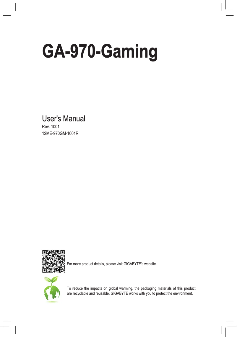 Image de la première page du manuel de l'appareil GA-970-Gaming