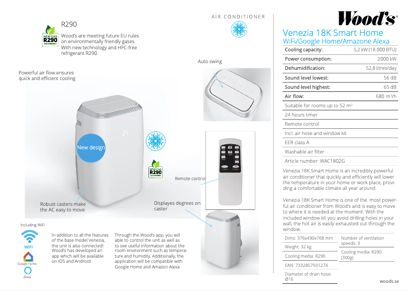 Página 1 del manual Ficha técnica Wood's Venezia 18K