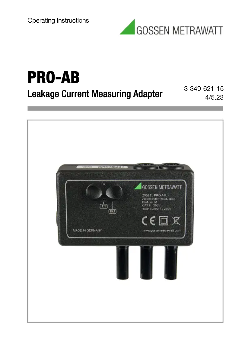 Image de la première page du manuel de l'appareil PRO-AB