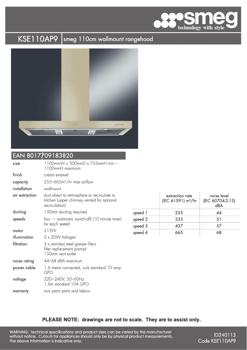 Image de la première page du manuel de l'appareil KSE110AP9