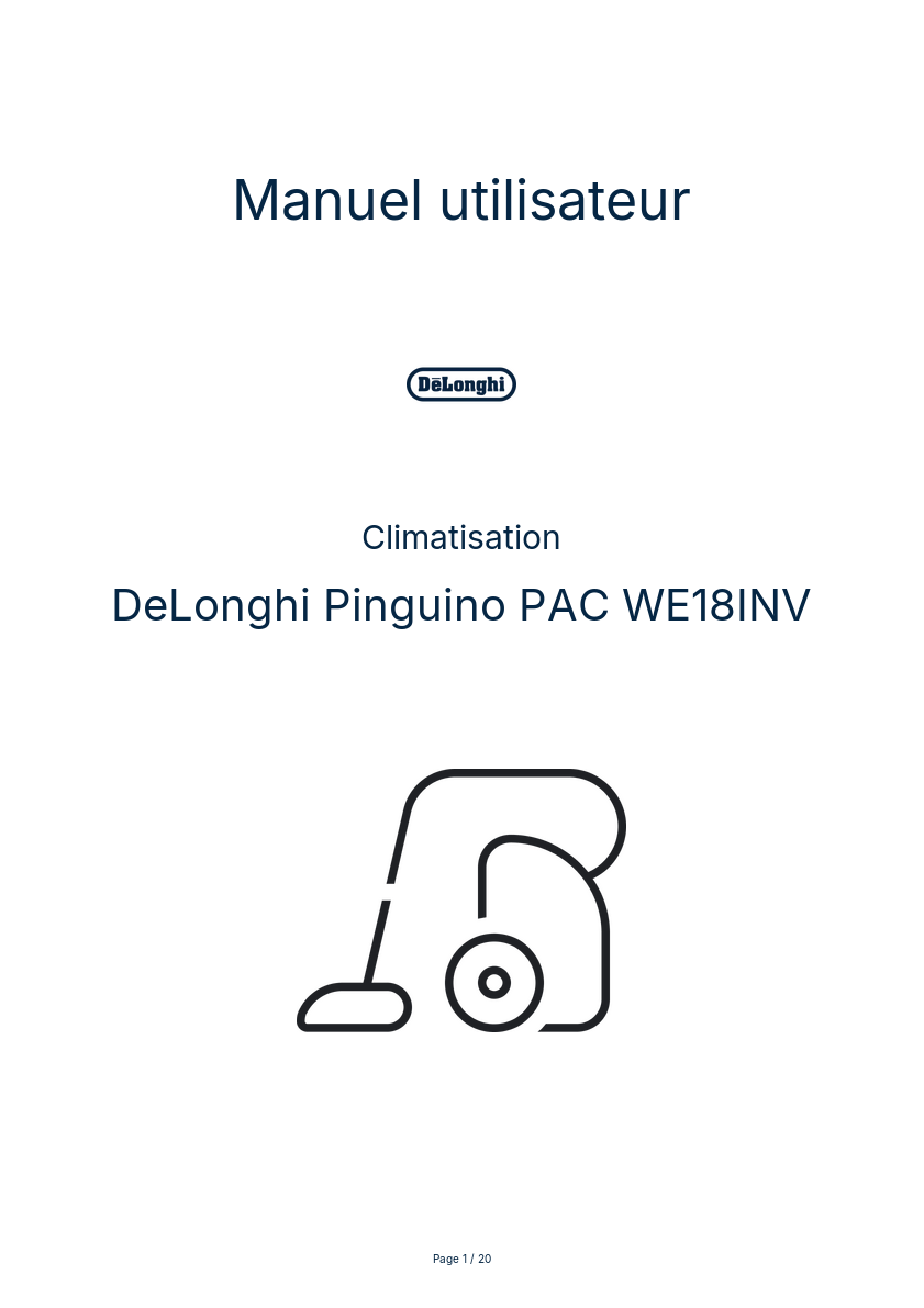 Page n°1 - Manuel utilisateur DeLonghi Pinguino PAC WE18INV