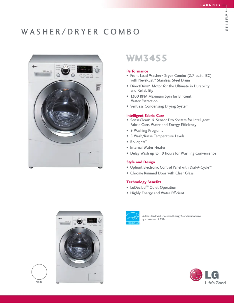 Image de la première page du manuel de l'appareil WM3455HW