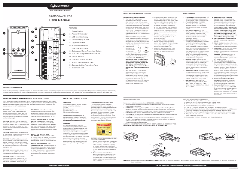 Image de la première page du manuel de l'appareil BRG1500AVRLCD2
