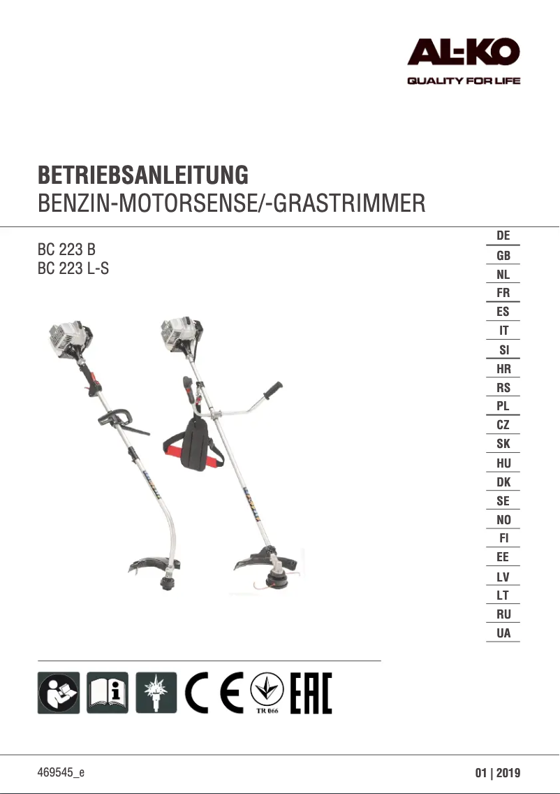 Page 1 de la notice Manuel utilisateur AL-KO BC 223 L-S