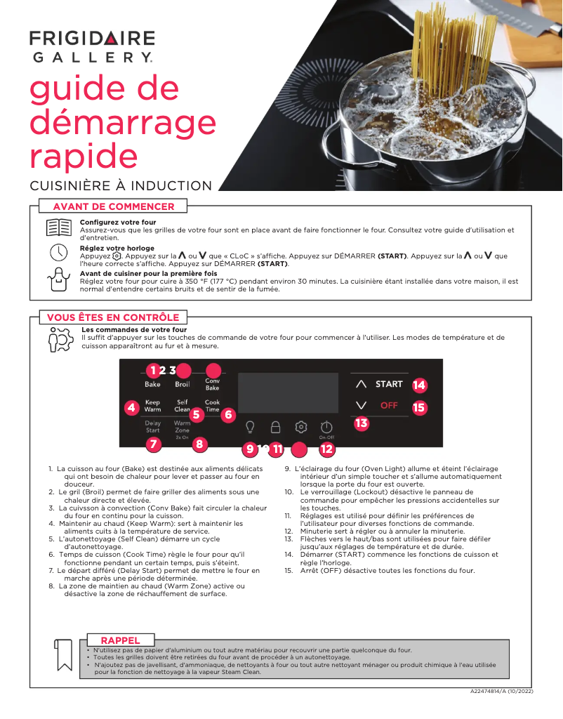 Page 1 de la notice Manuel utilisateur Frigidaire FCFI3083AS