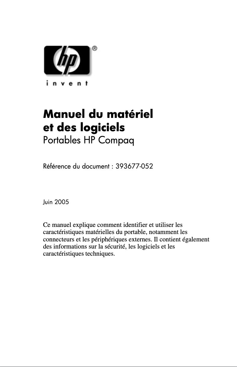 Page n°1 - Manuel utilisateur HP Compaq NC6120