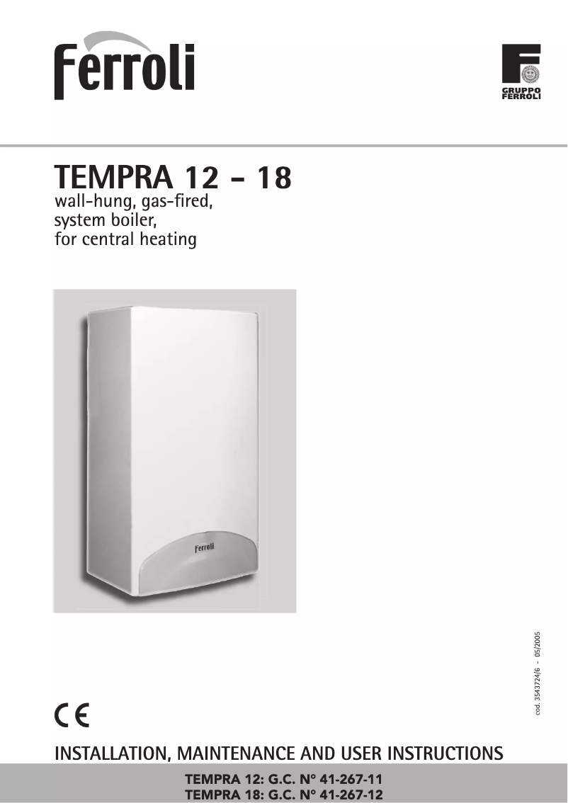 Page n°1 - Manuel utilisateur Ferroli Tempra 12