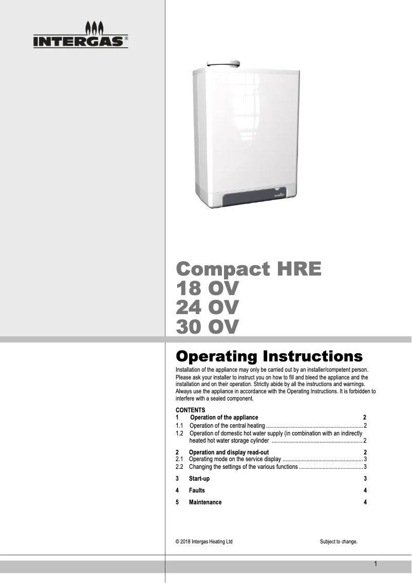 Image de la première page du manuel de l'appareil Compact HRE 30 OV
