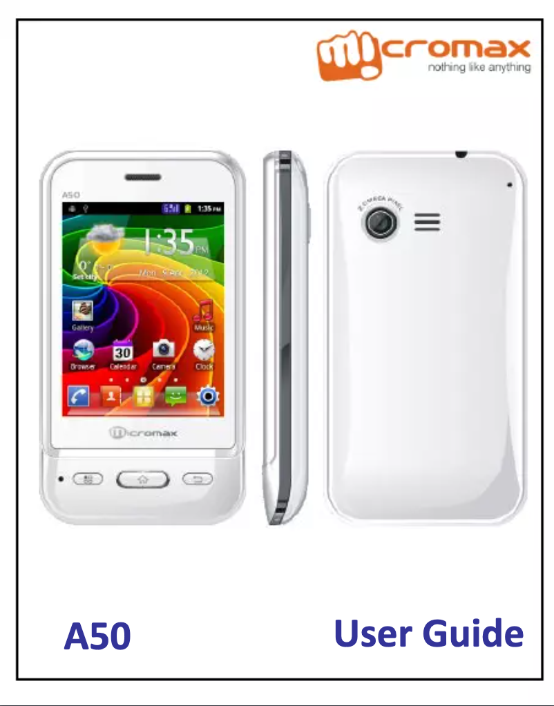 Page 1 de la notice Manuel utilisateur Micromax A50