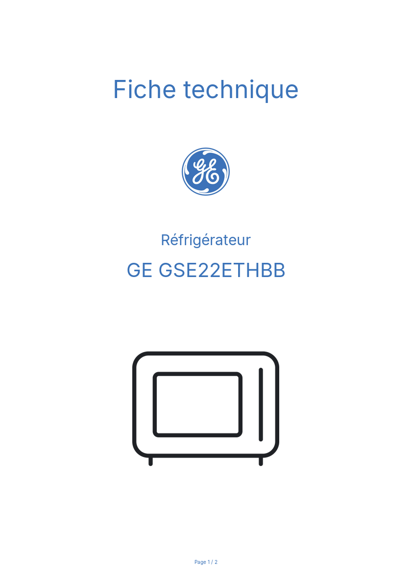 Image de la première page du manuel de l'appareil GSE22ETHBB